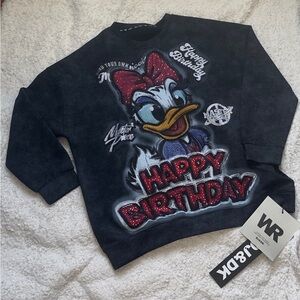 Disney women Black and Red Happy Birthday Sweatshirt
